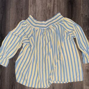 Women’s Preppy Stripe Blue and Yellow Blouse